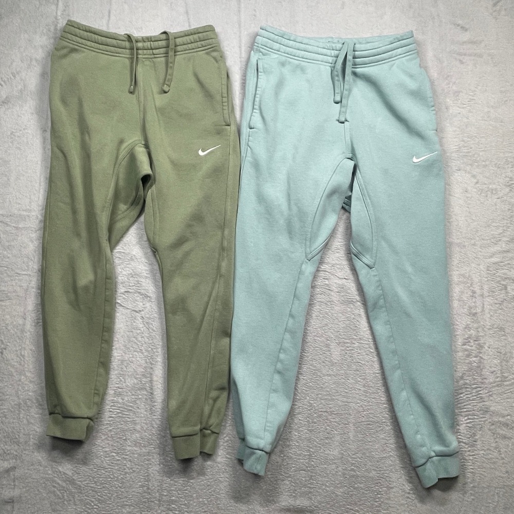 Set Of 2 Nike Jogger Womens Small Olive Green Light Blue Fleece Sweatpants